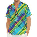Colorful Tartan Pattern Print Men's Deep V-Neck Shirt