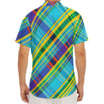 Colorful Tartan Pattern Print Men's Deep V-Neck Shirt