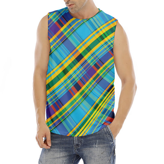 Colorful Tartan Pattern Print Men's Fitness Tank Top