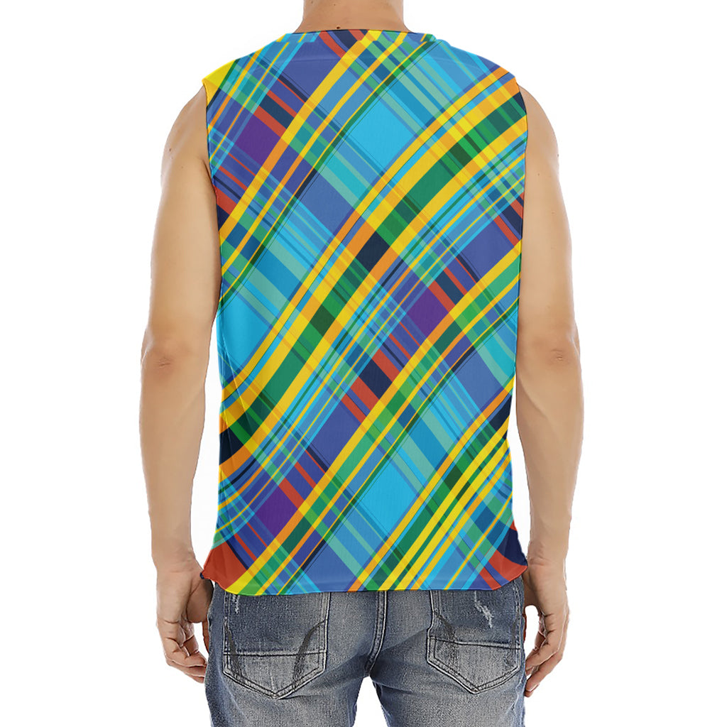 Colorful Tartan Pattern Print Men's Fitness Tank Top