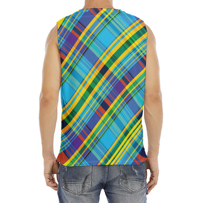 Colorful Tartan Pattern Print Men's Fitness Tank Top