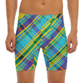 Colorful Tartan Pattern Print Men's Long Boxer Briefs