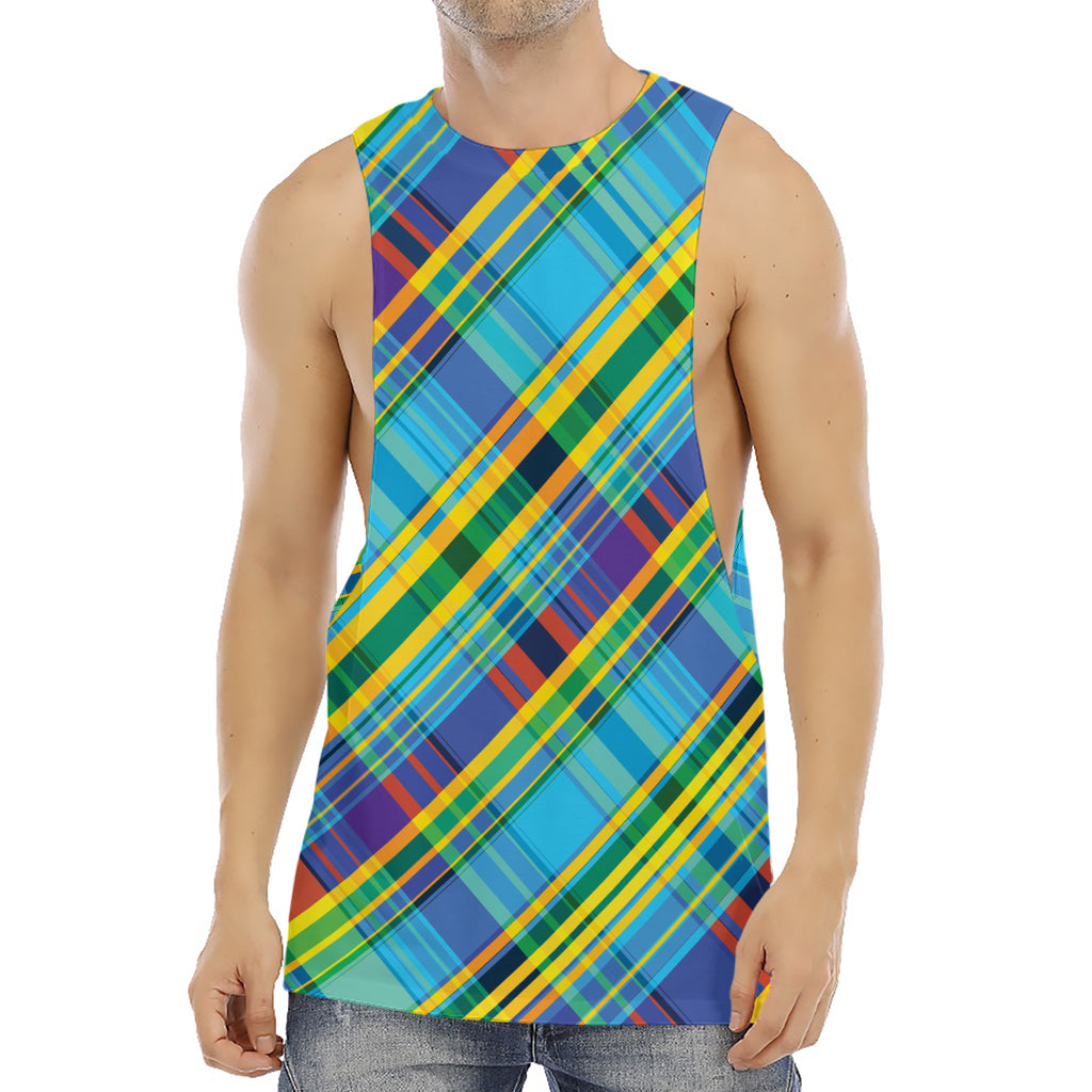 Colorful Tartan Pattern Print Men's Muscle Tank Top