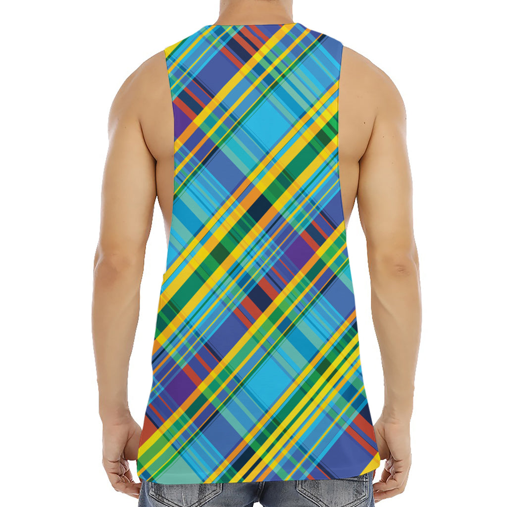 Colorful Tartan Pattern Print Men's Muscle Tank Top