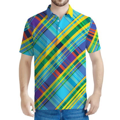 Colorful Tartan Pattern Print Men's Polo Shirt