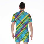 Colorful Tartan Pattern Print Men's Rompers