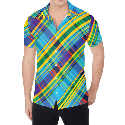 Colorful Tartan Pattern Print Men's Shirt