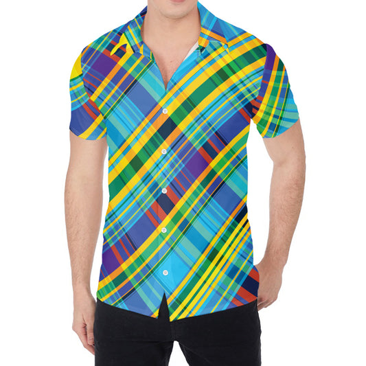 Colorful Tartan Pattern Print Men's Shirt
