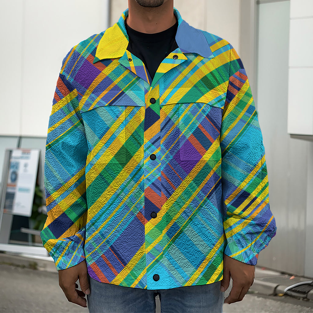 Colorful Tartan Pattern Print Men's Shirt Jacket
