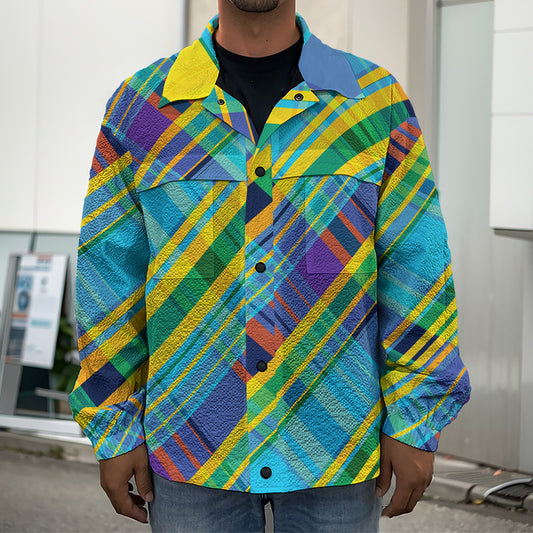 Colorful Tartan Pattern Print Men's Shirt Jacket