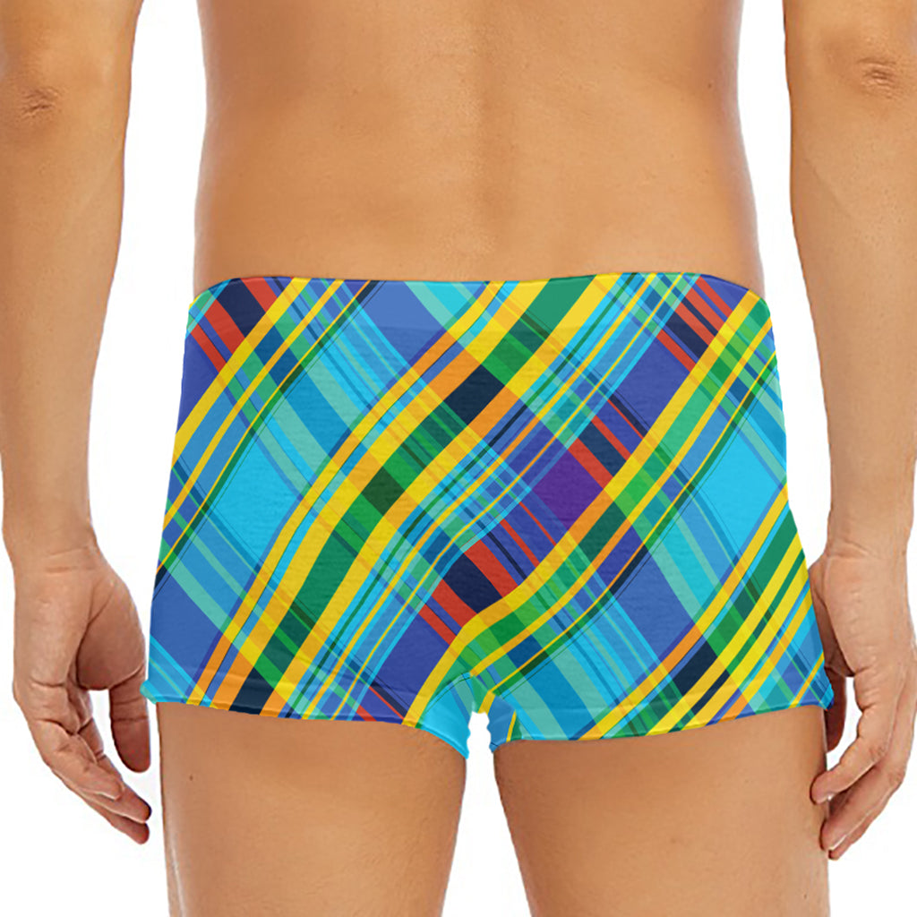 Colorful Tartan Pattern Print Men's Short Boxer Briefs