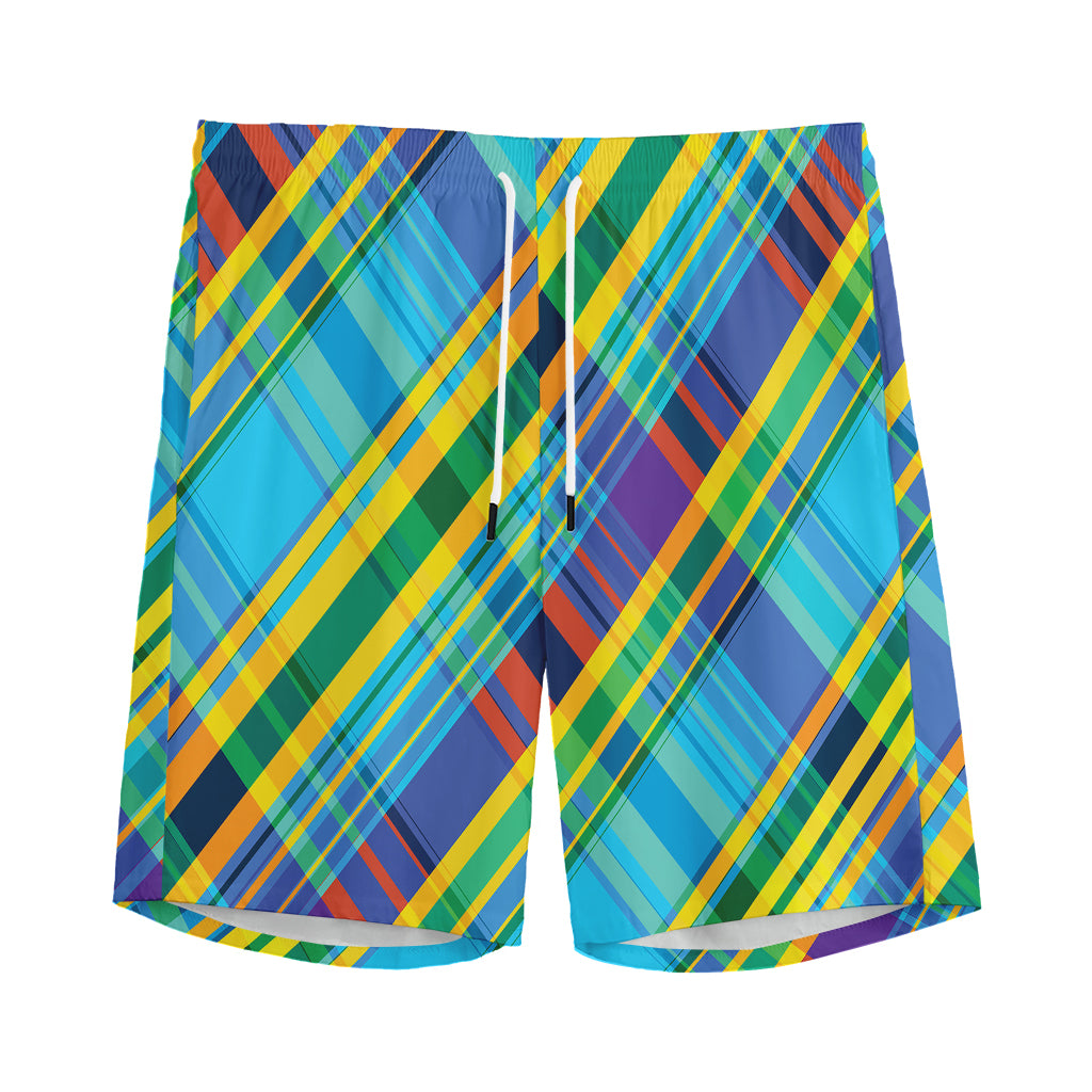 Colorful Tartan Pattern Print Men's Sports Shorts