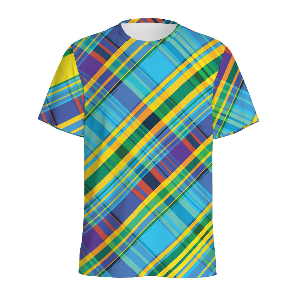 Colorful Tartan Pattern Print Men's Sports T-Shirt