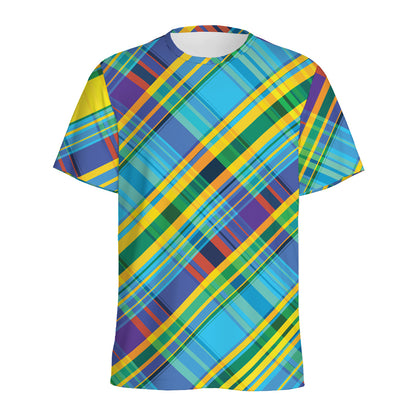 Colorful Tartan Pattern Print Men's Sports T-Shirt