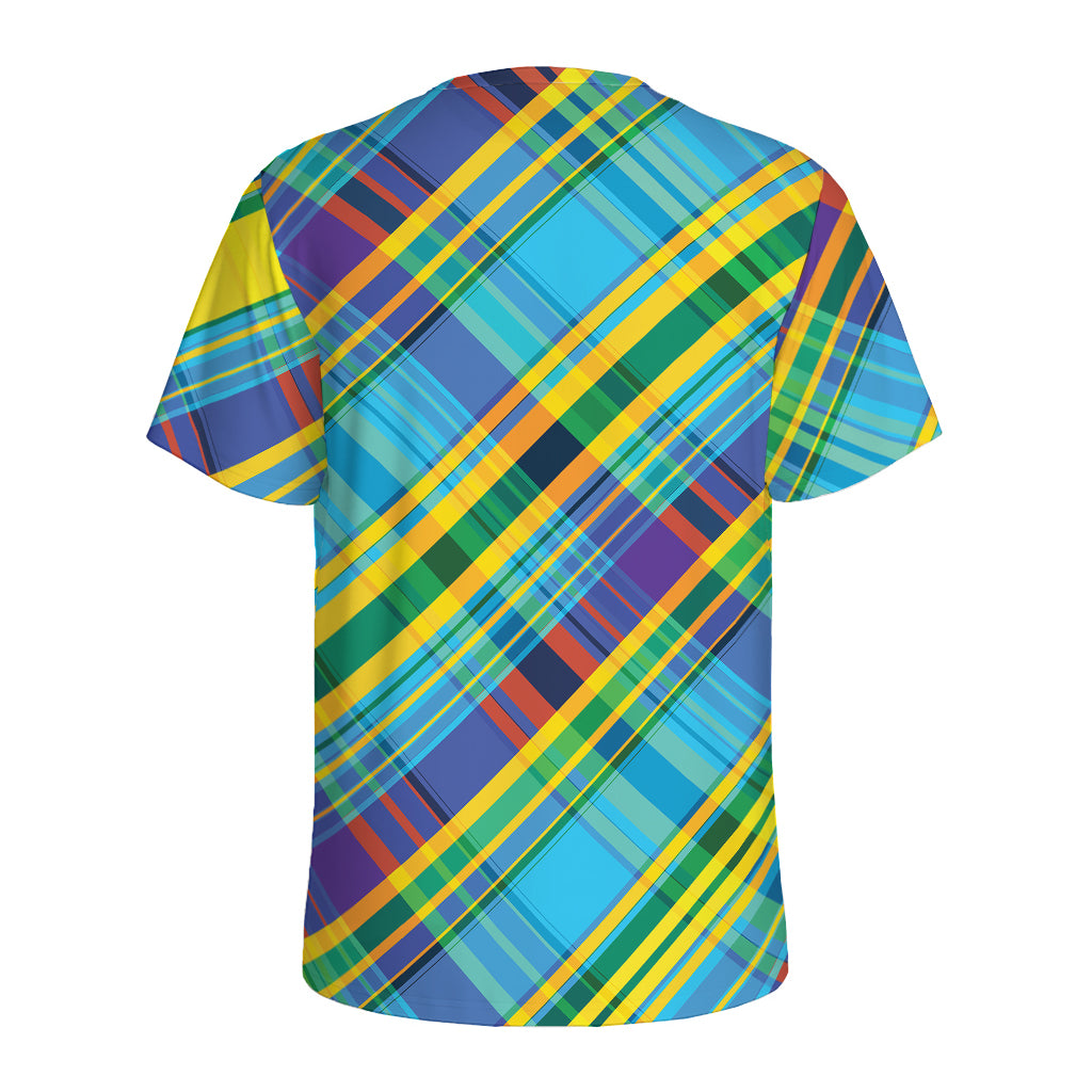 Colorful Tartan Pattern Print Men's Sports T-Shirt