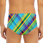 Colorful Tartan Pattern Print Men's Triangle Swim Briefs