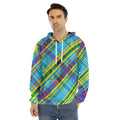 Colorful Tartan Pattern Print Men's Velvet Pullover Hoodie