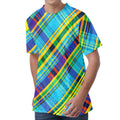 Colorful Tartan Pattern Print Men's Velvet T-Shirt