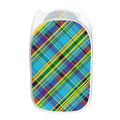 Colorful Tartan Pattern Print Mesh Laundry Hamper
