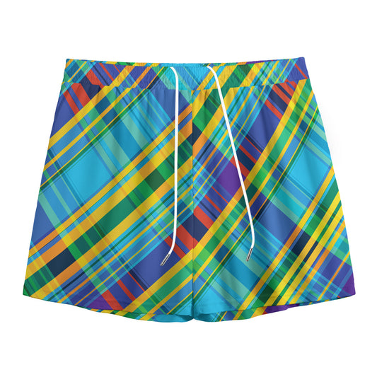 Colorful Tartan Pattern Print Mesh Shorts