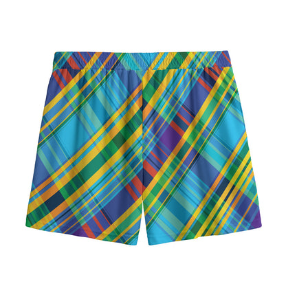 Colorful Tartan Pattern Print Mesh Shorts