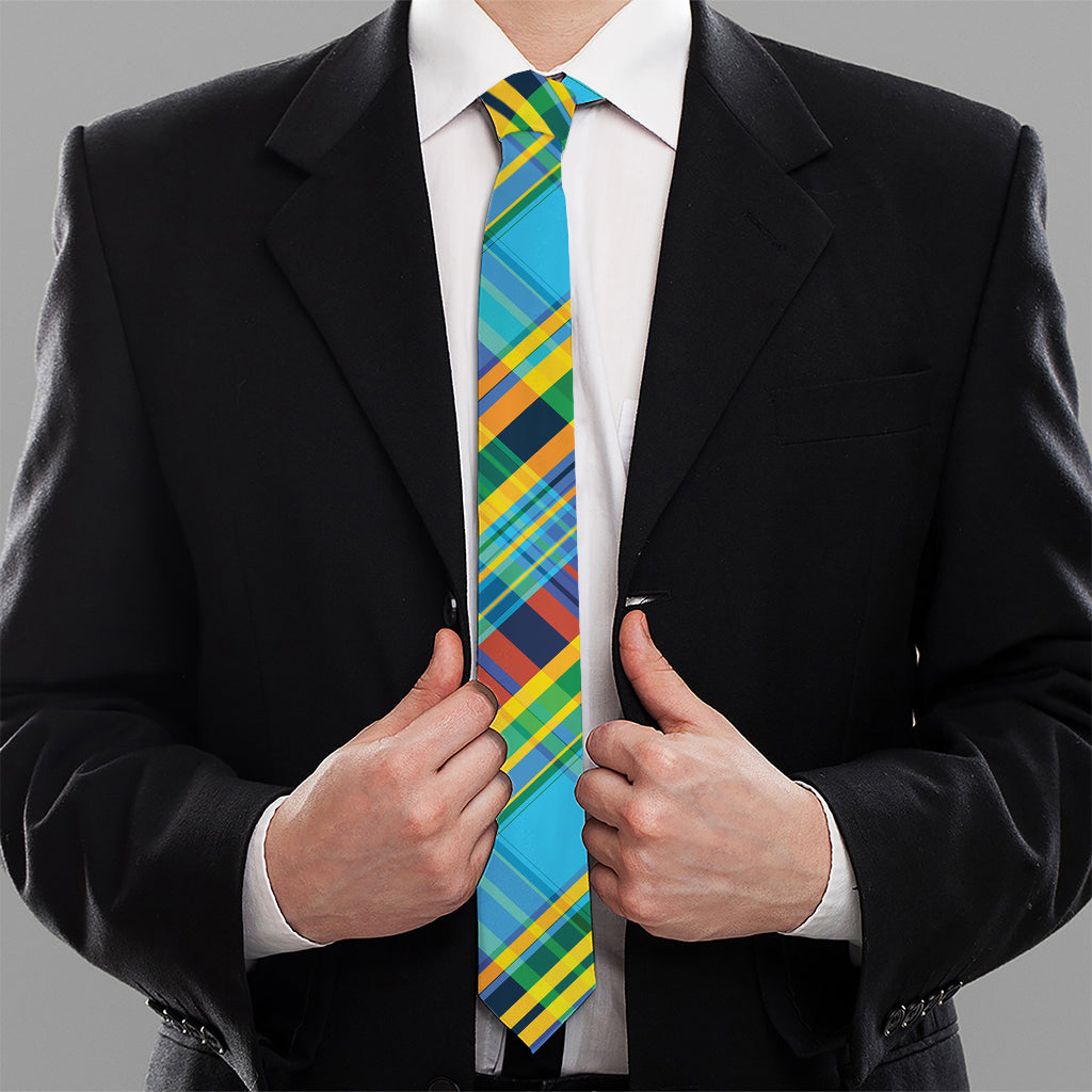 Colorful Tartan Pattern Print Necktie