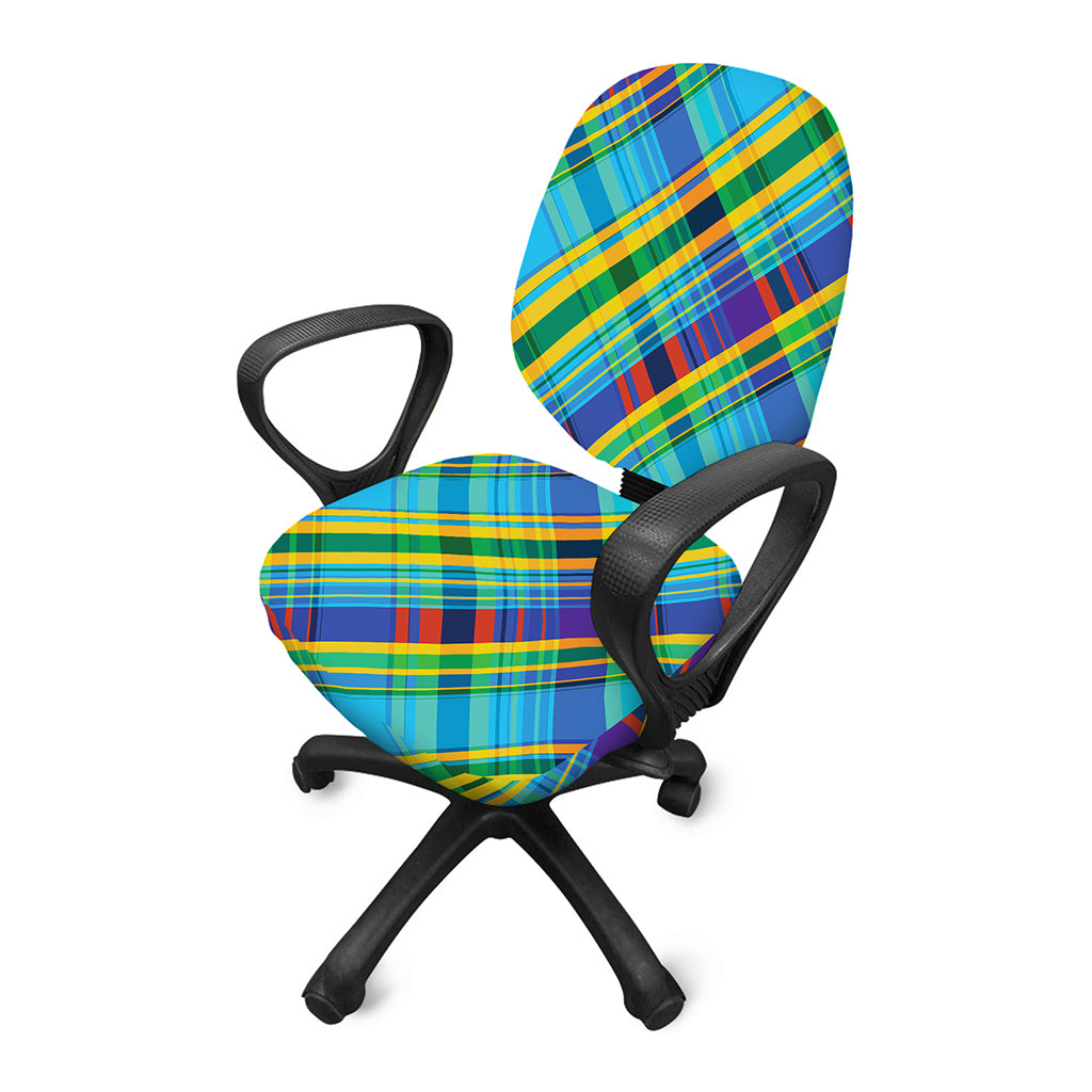 Colorful Tartan Pattern Print Office Chair Cover