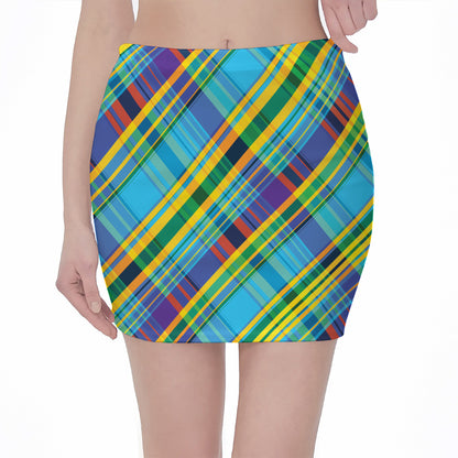 Colorful Tartan Pattern Print Pencil Mini Skirt
