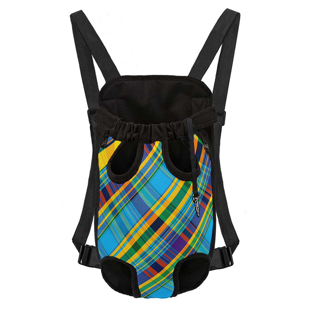 Colorful Tartan Pattern Print Pet Carrier Backpack