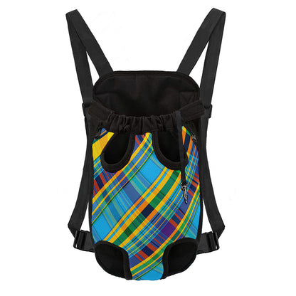 Colorful Tartan Pattern Print Pet Carrier Backpack