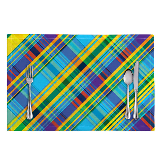 Colorful Tartan Pattern Print Placemat