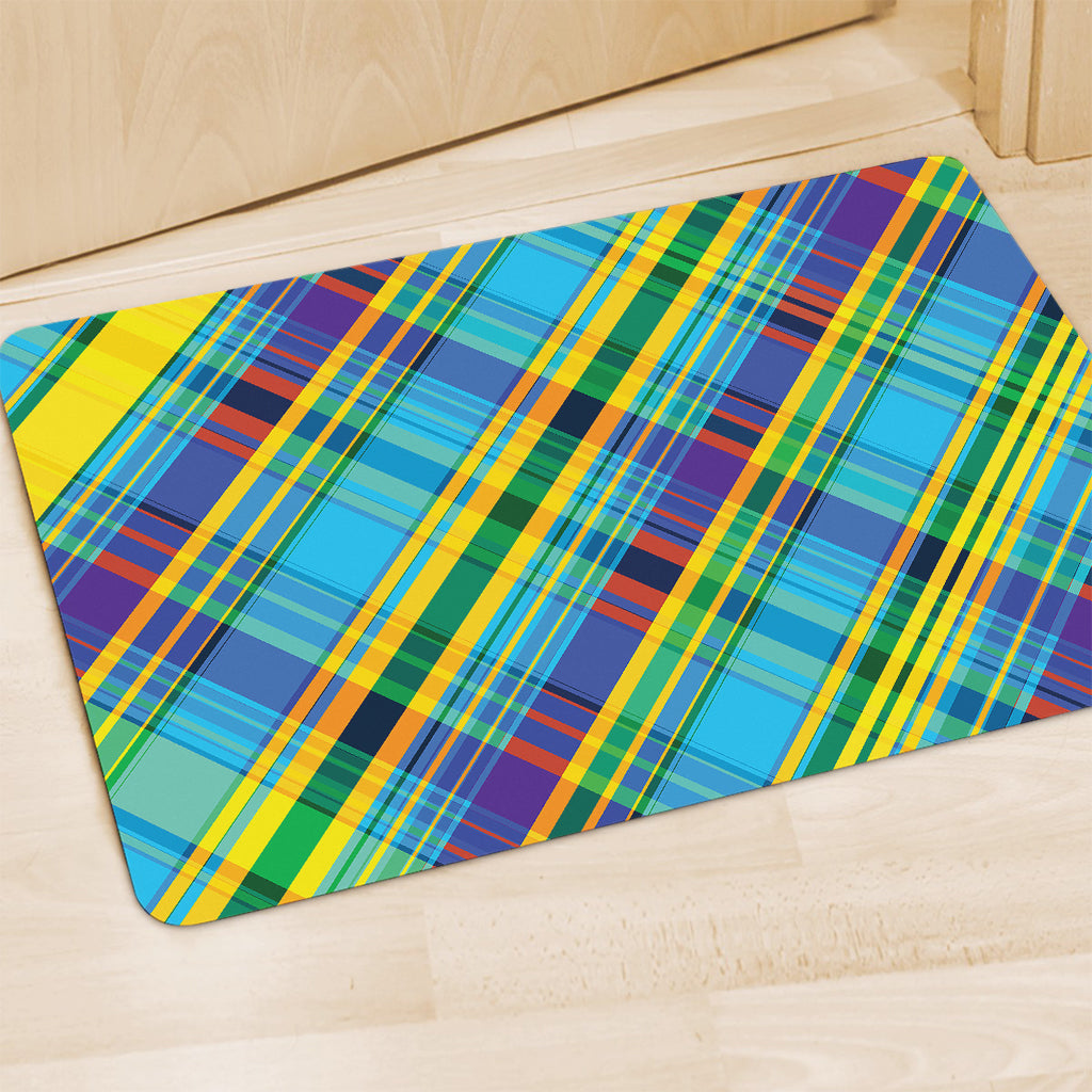 Colorful Tartan Pattern Print Polyester Doormat