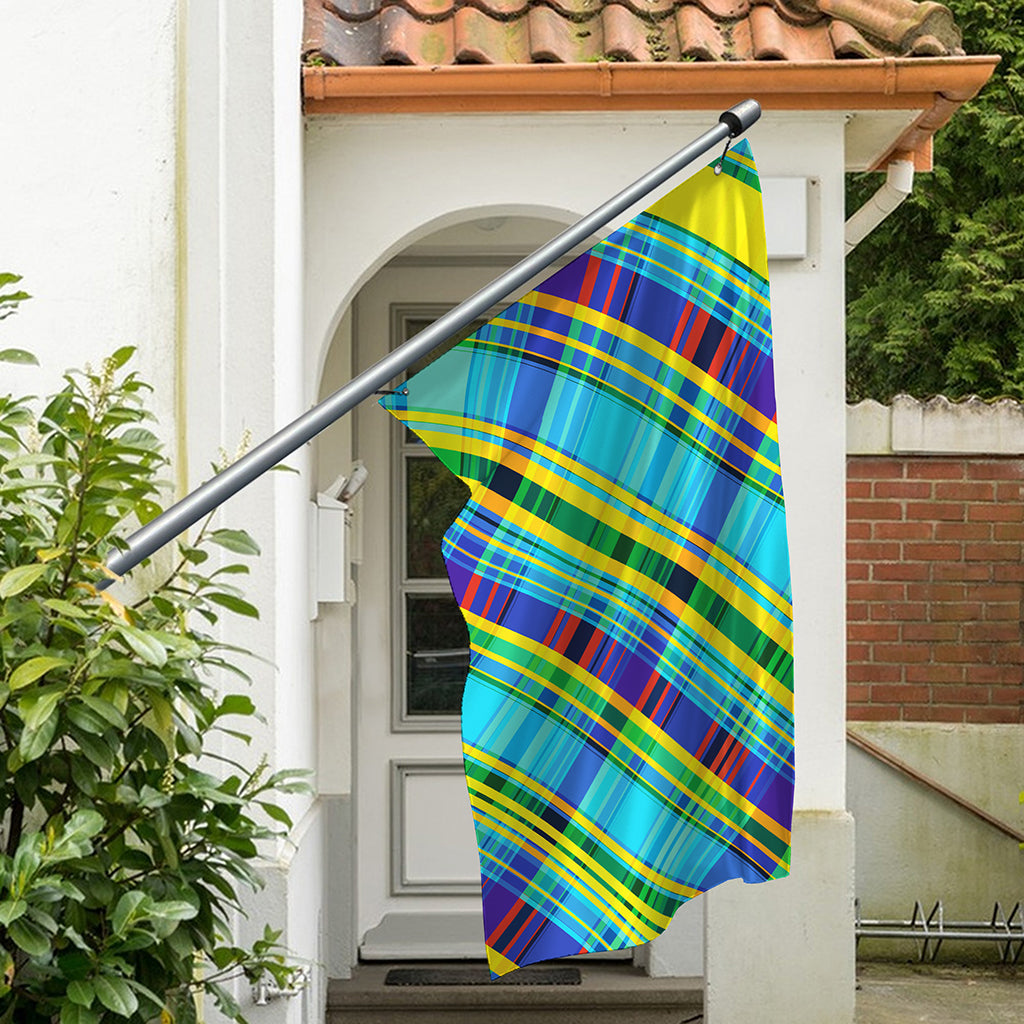 Colorful Tartan Pattern Print Polyester Flag