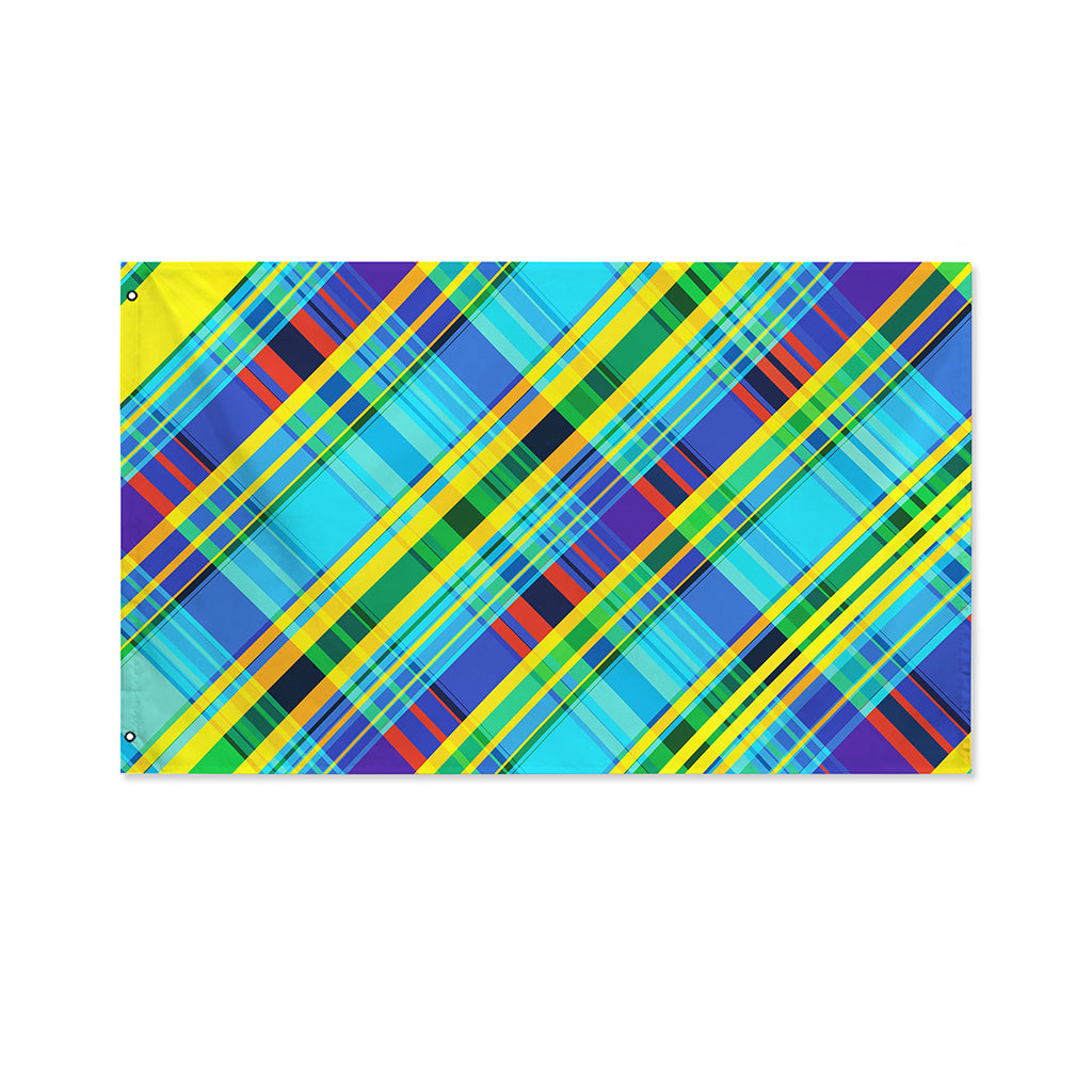 Colorful Tartan Pattern Print Polyester Flag