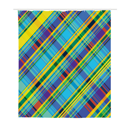 Colorful Tartan Pattern Print Polyester Shower Curtain