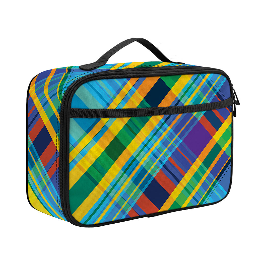 Colorful Tartan Pattern Print Portable Lunch Bag