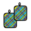Colorful Tartan Pattern Print Pot Holders