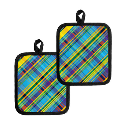 Colorful Tartan Pattern Print Pot Holders