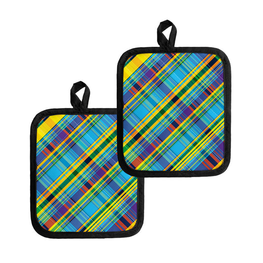 Colorful Tartan Pattern Print Pot Holders