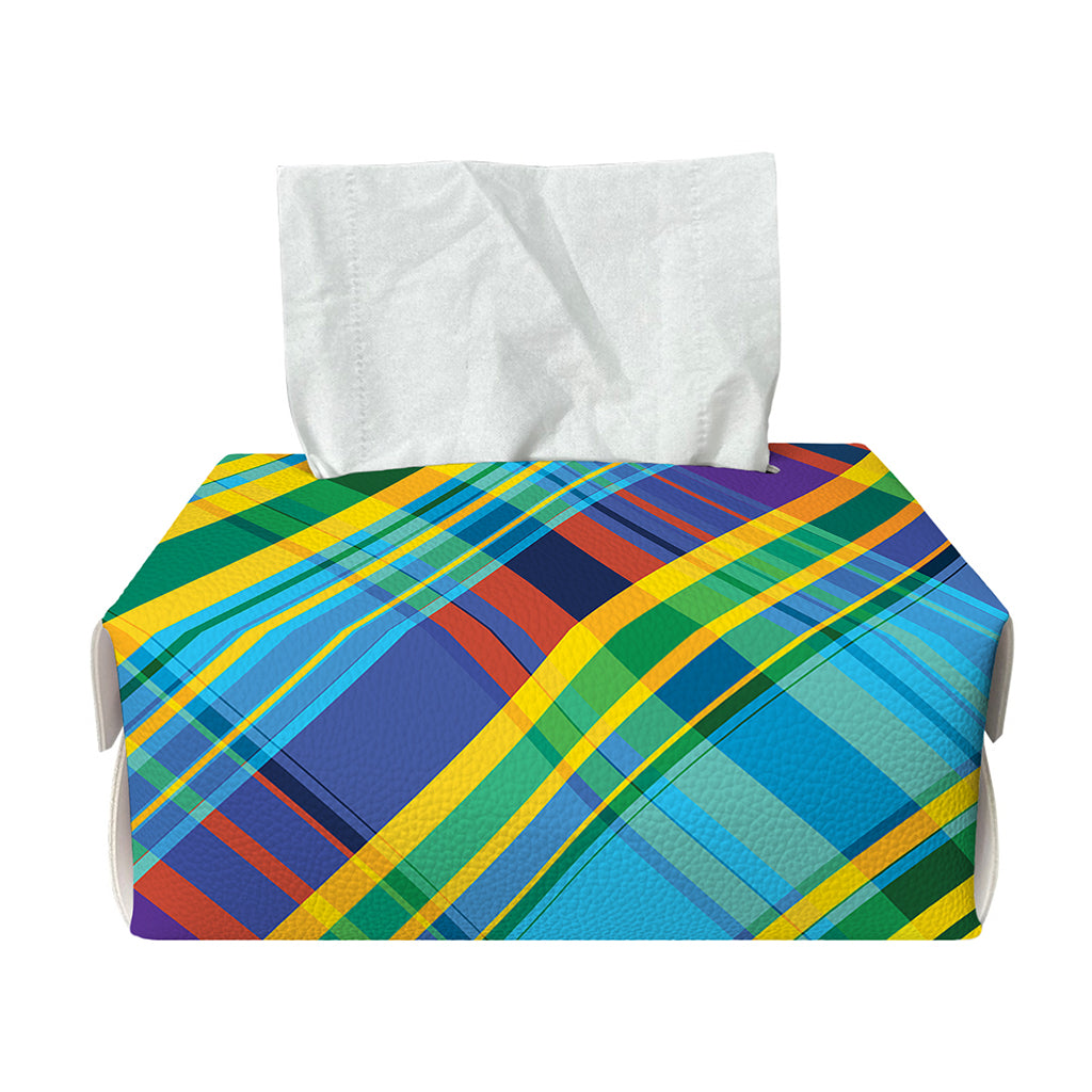 Colorful Tartan Pattern Print Rectangle Tissue Box Cover