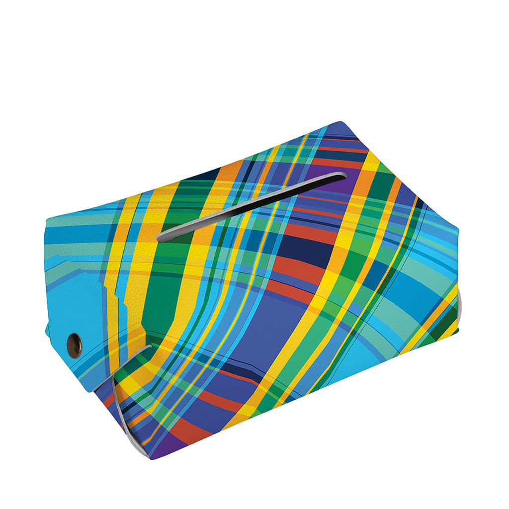 Colorful Tartan Pattern Print Rectangle Tissue Box Cover