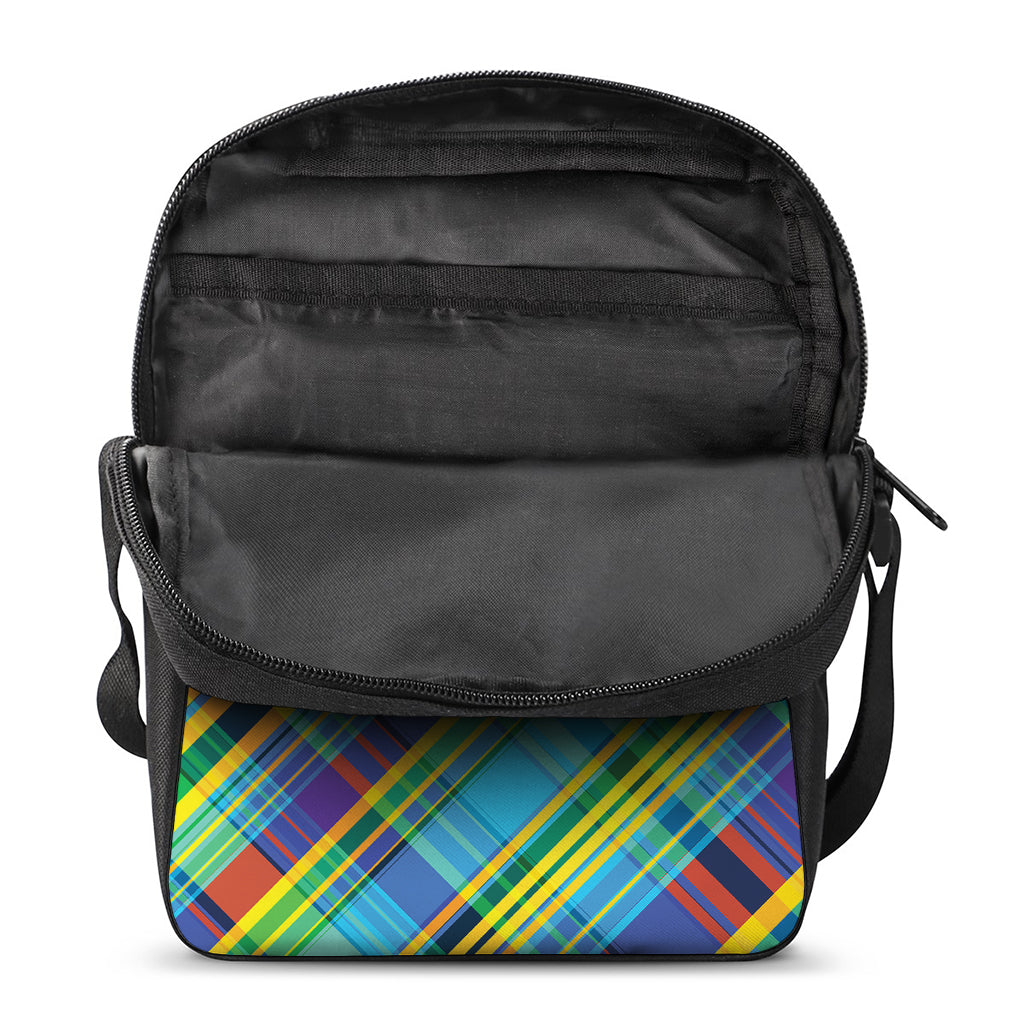 Colorful Tartan Pattern Print Rectangular Crossbody Bag