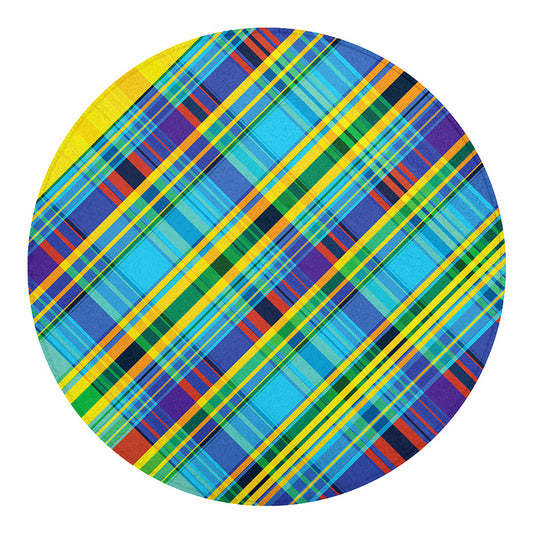 Colorful Tartan Pattern Print Round Blanket