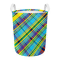 Colorful Tartan Pattern Print Round Laundry Basket