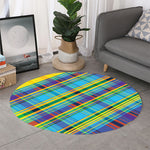 Colorful Tartan Pattern Print Round Rug