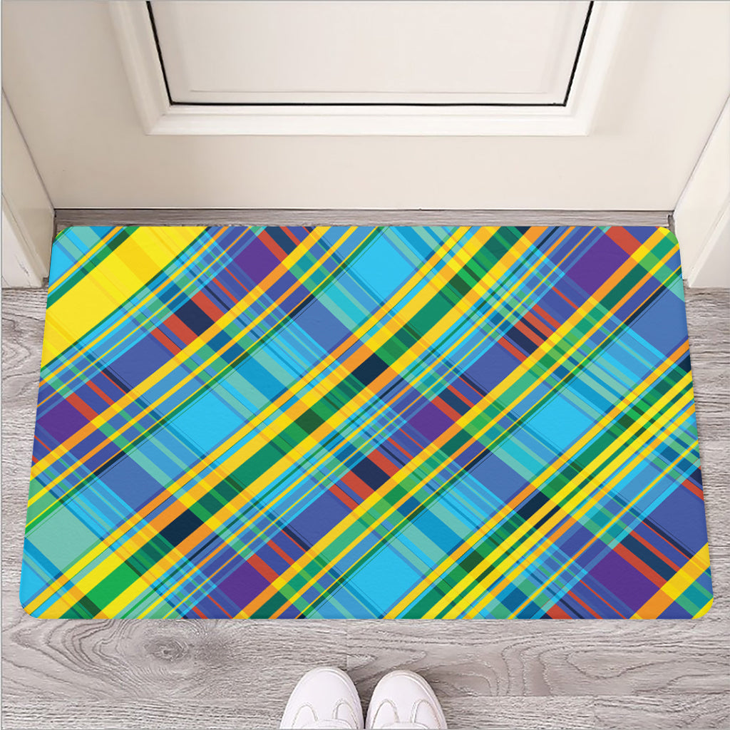 Colorful Tartan Pattern Print Rubber Doormat