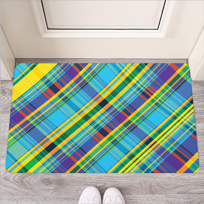 Colorful Tartan Pattern Print Rubber Doormat