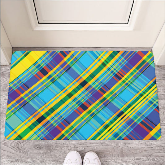 Colorful Tartan Pattern Print Rubber Doormat