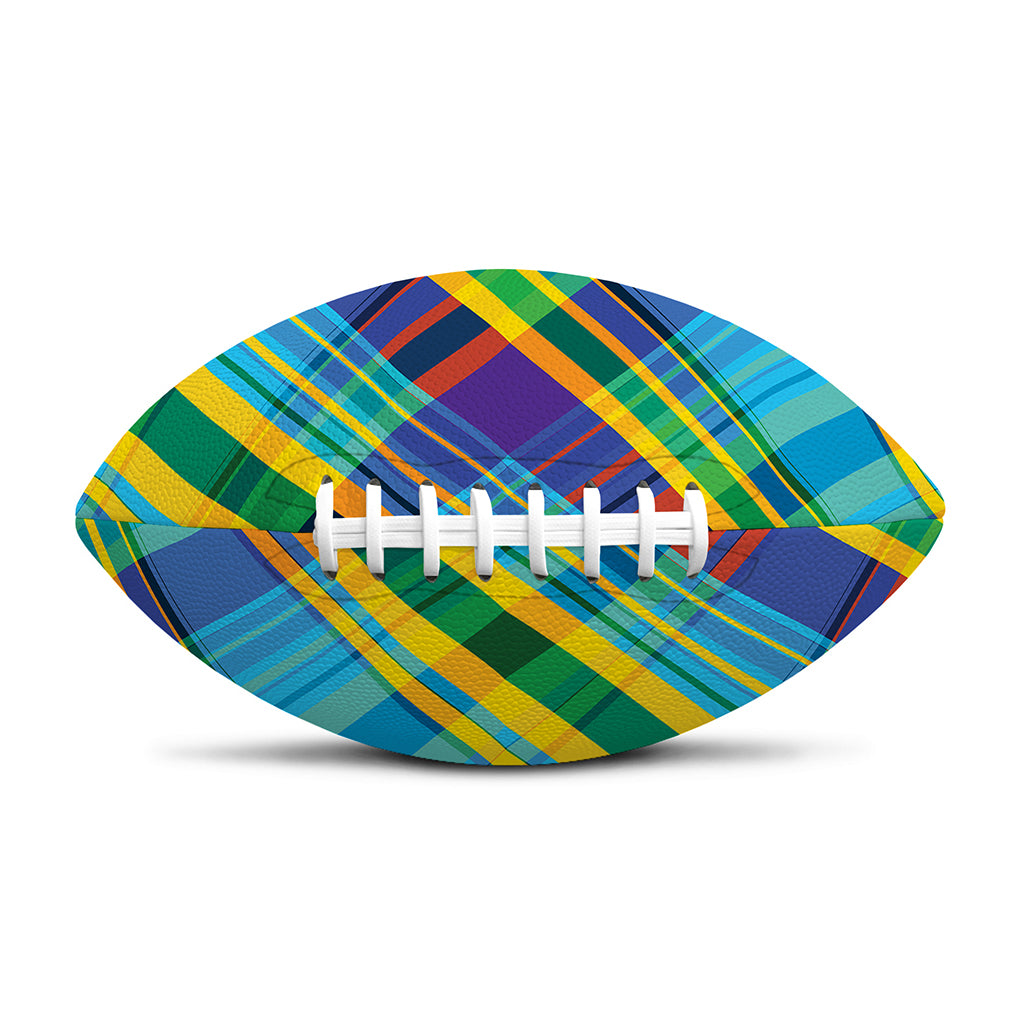Colorful Tartan Pattern Print Rugby Ball