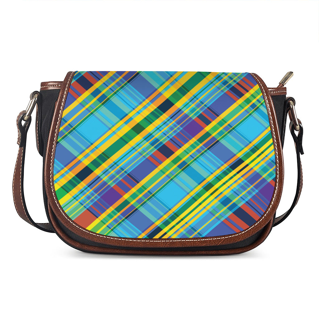 Colorful Tartan Pattern Print Saddle Bag